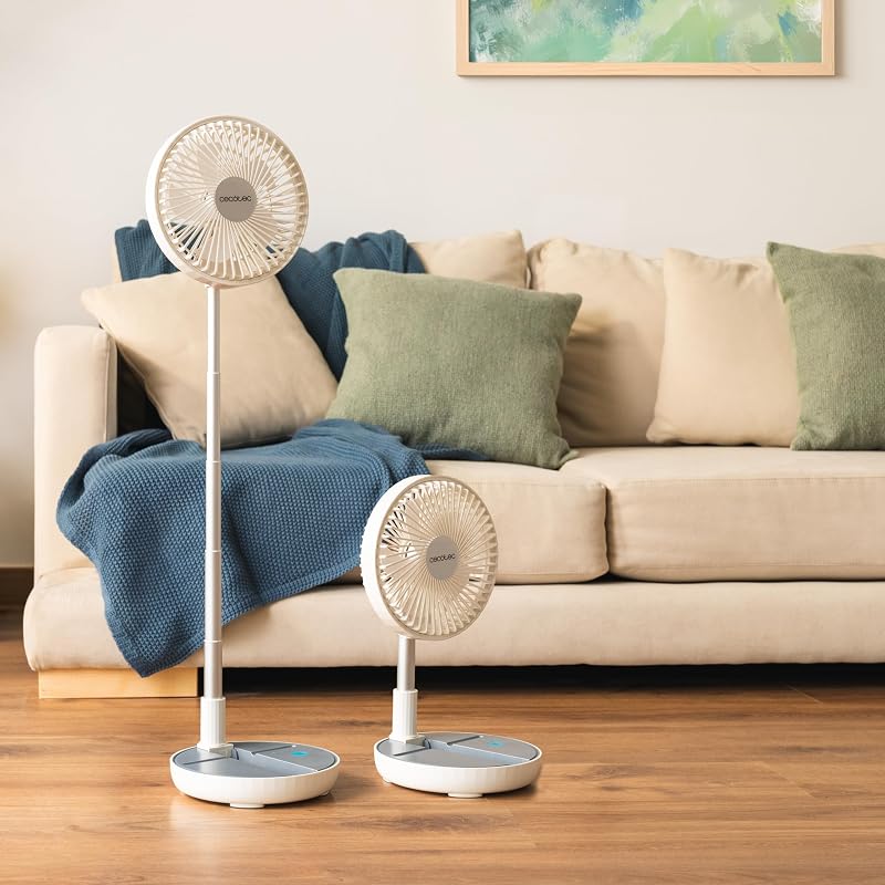 Ventilador Portátil Plegable 800 FoldAir Portable. Batería 7200mAh, Diseño Extensible y Ajustable, 5 Aspas Aerodinámicas, 8 Pulgadas, 3 Velocidades, Fácil Control