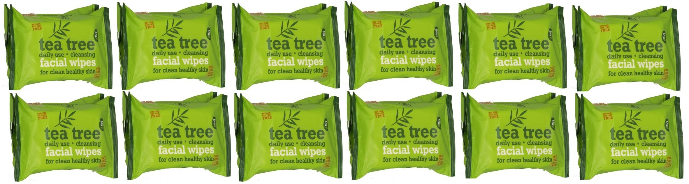 Tea Tree Daily Cleasing Facial Wipes For Clean & Healthy Skin (TWIN PACK) TWELVE PACK