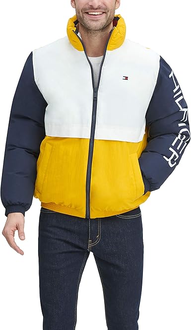 tommy hilfiger yellow puffer jacket