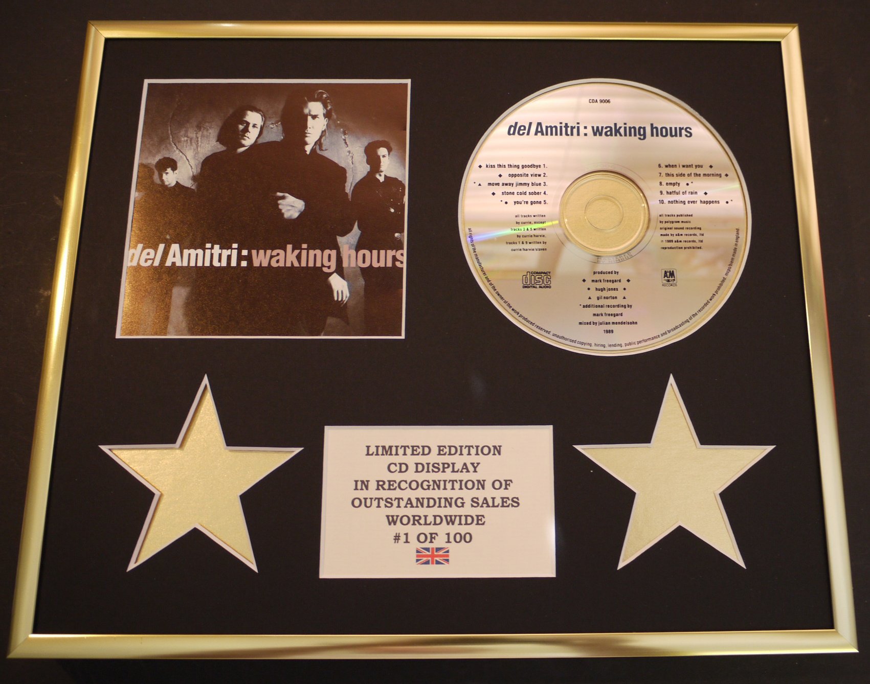 DEL AMITRI/CD DISPLAY/LIMITED EDITION/COA/WAKING HOURS