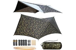 Ultralight Tarp, 14ft Hammock Rain Fly Lightweight Waterproof Camping Tent Tarp with Doors, Multifunctional Tarp for Backpack