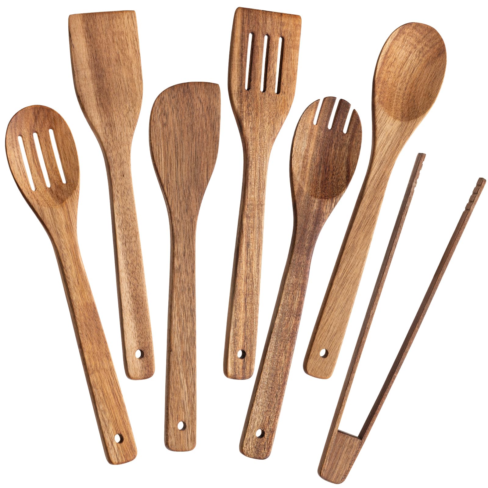 Photo 1 of Eisinly Wooden Spoons for Cooking 7-Piece, Kitchen Nonstick Wood Cooking Utensils Set, Durability Wooden Spatula Spoon for Everyday Use, Brown