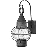 Hinkley Cape Cod 2200DZ Medium Wall Mount Onion Lantern, Clear Seedy Glass, Wet Rated, Aged Zinc