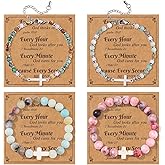 4PCS Cross Bracelets for Women Christian Gifts - 4MM 8MM Beaded Cross Bracelet Inspirational Christmas Confirmation Baptism Birthday Gifts Natural Stone Bracelets Jewelry