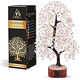 FASHIONZAADI Rose Quartz Crystal Tree of Life for Women Office Decor, Good Luck, Money, Meditation, Positivity, Handmade Healing Crystal Stones Bonsai Tree Spiritual Birthday Gifts for Women