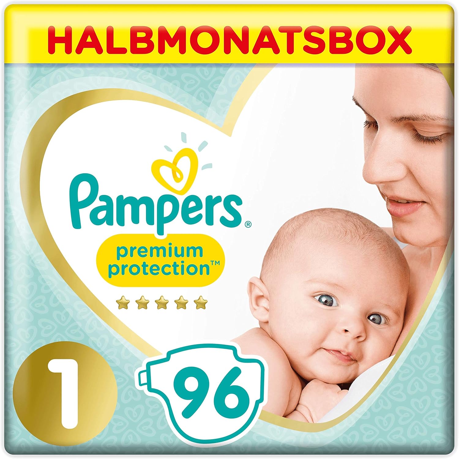 Pampers Premium Protection Windeln, Gr. 1, Halbmonatsbox (1 x 96 Windeln)