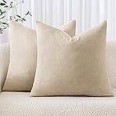 MIULEE Pack of 2 Decorative Throw Pillow Covers Soft Throw Pillows Solid Textured Cushion Covers Home Decor for Couch Sofa Bedroom Living Room 20x20 Inch, Beige Cement