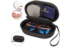 Lasiyanor 2 in 1 Contact Lens Case and Glasses Case, Portable Contact Box Bag with Mirror Tweezers Remover Tool Solution Bottle for Travel Daily Outdoor