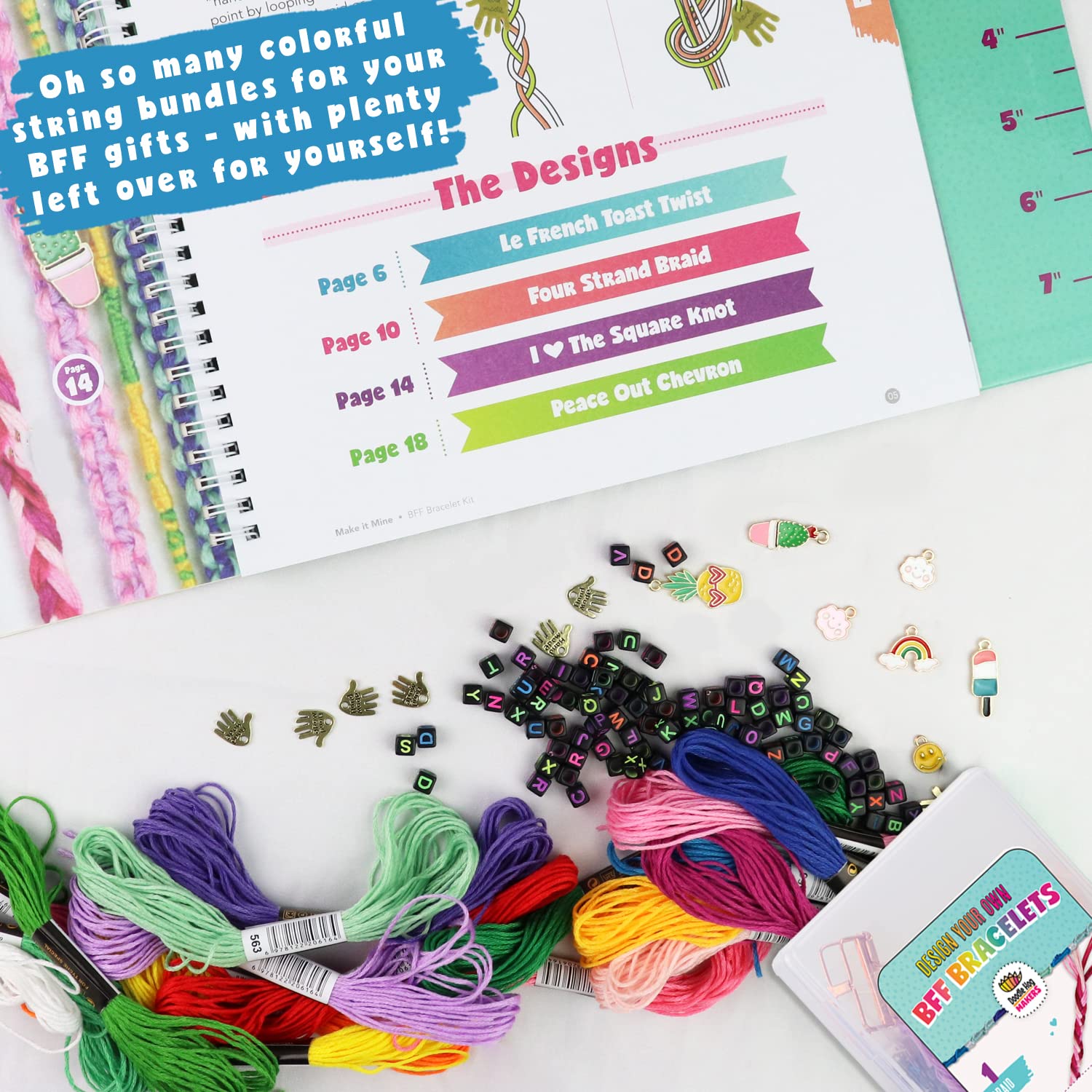 DOODLE HOG Friendship Bracelet Making Kit for Girls 8-12 with Alphabet Beads, String & Charms, 8-12 Year Old Girl Gifts, Friendship Bracelet Kit