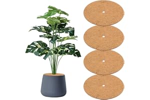 M METERXITY 4-Pack Coconut Fibers Mulch Ring Tree Protector Mat, 17.7 Inch Tree Ring Mulch Mat for Indoor Outdoor Plants/Land