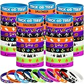 Hiboom 100 Pcs Halloween Rubber Bracelets Bulk Halloween Party Favors Trick or Treat Goodie Bag Stuffers Fillers Rubber Silicone Wristband Gifts for Party Giveaways Classroom Prizes, 10 Styles