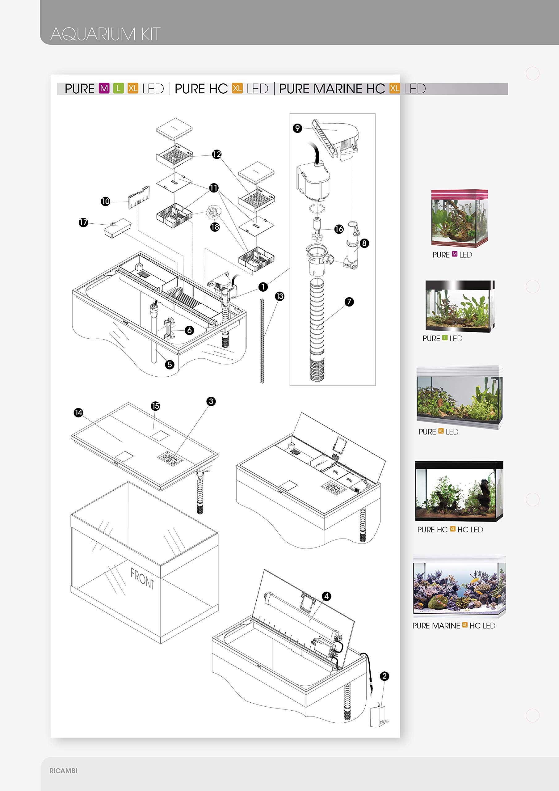 Askoll AB350032 Lid Lighting and Cover Black Filter Pure L