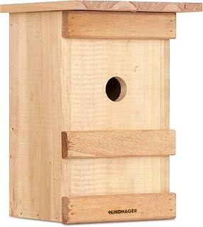 Windhager Nistkasten BIRDY, Vogelhaus Brutkasten Nisthilfe Vogelnistkasten, aus Massivholz, inklusive Aufhängevorrichtung, 17 x 17 x 24,5 cm, 06925