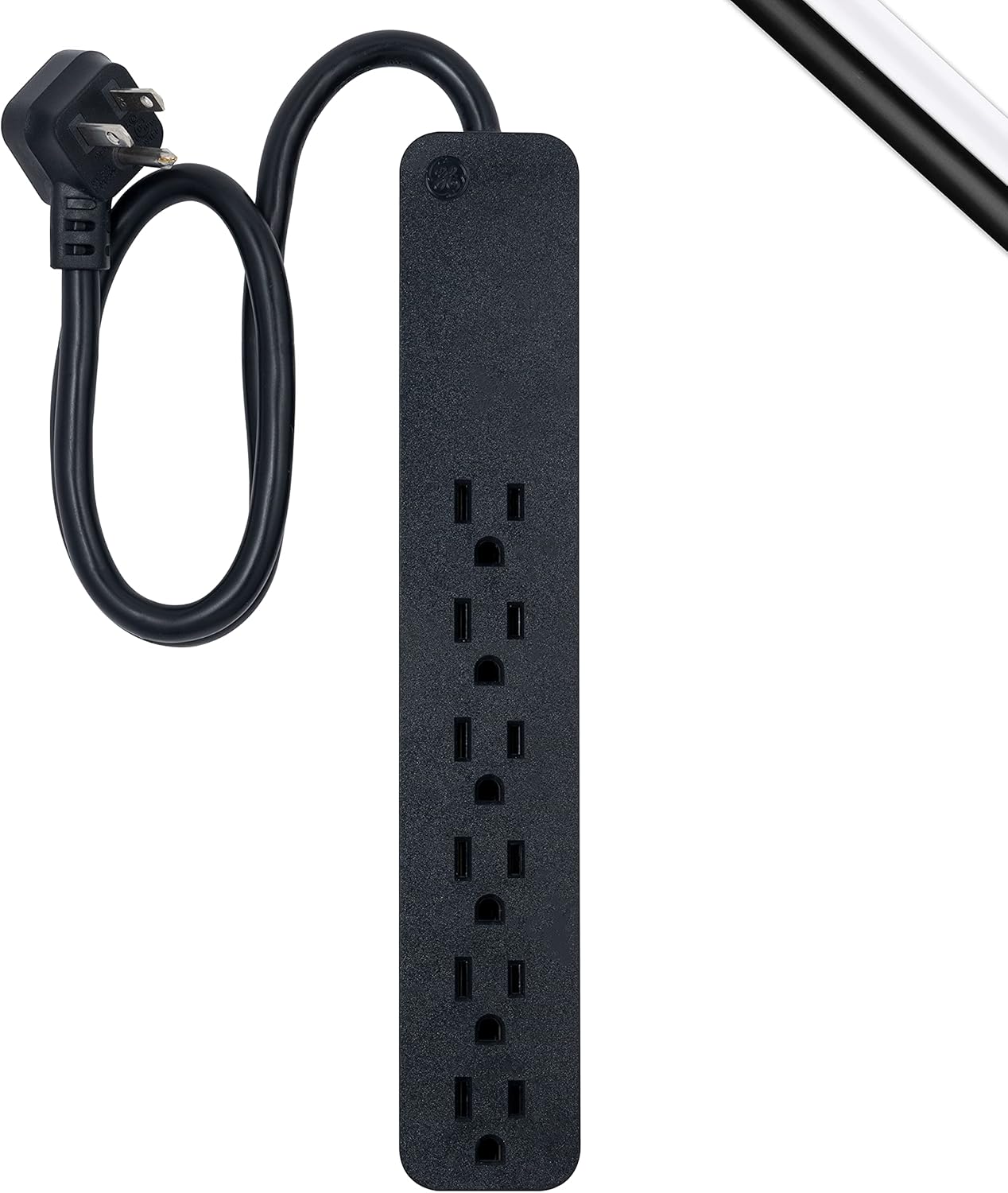 GE Pro 6 Outlet Surge Protector, 2 ft Extension Cord, Power Strip, Flat Plug, Wall Mount, Black, 45170: Electronics