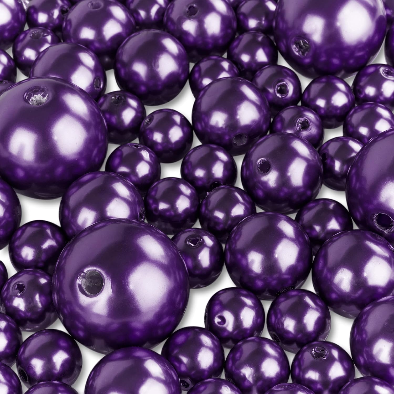Vase Fillers - Elegant Glossy Polished Pearl Beads for Vase Fillers, DIY Jewelry Necklaces, Table Scatter, Wedding, Birthday Party Home Decoration, Event Supplies (8 Ounce Pack, 70 Pieces) (Purple)