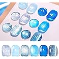 Born Pretty Jelly Gel Nail Polish, Glitter Gel Polish, Blue Cat Magnetic Eye Gel Nail Polish, Sheer Crystal Auroras Pearl Mermaid Gel Nail Polish Nail, Summer Spring Manicure 6PCS 7ml