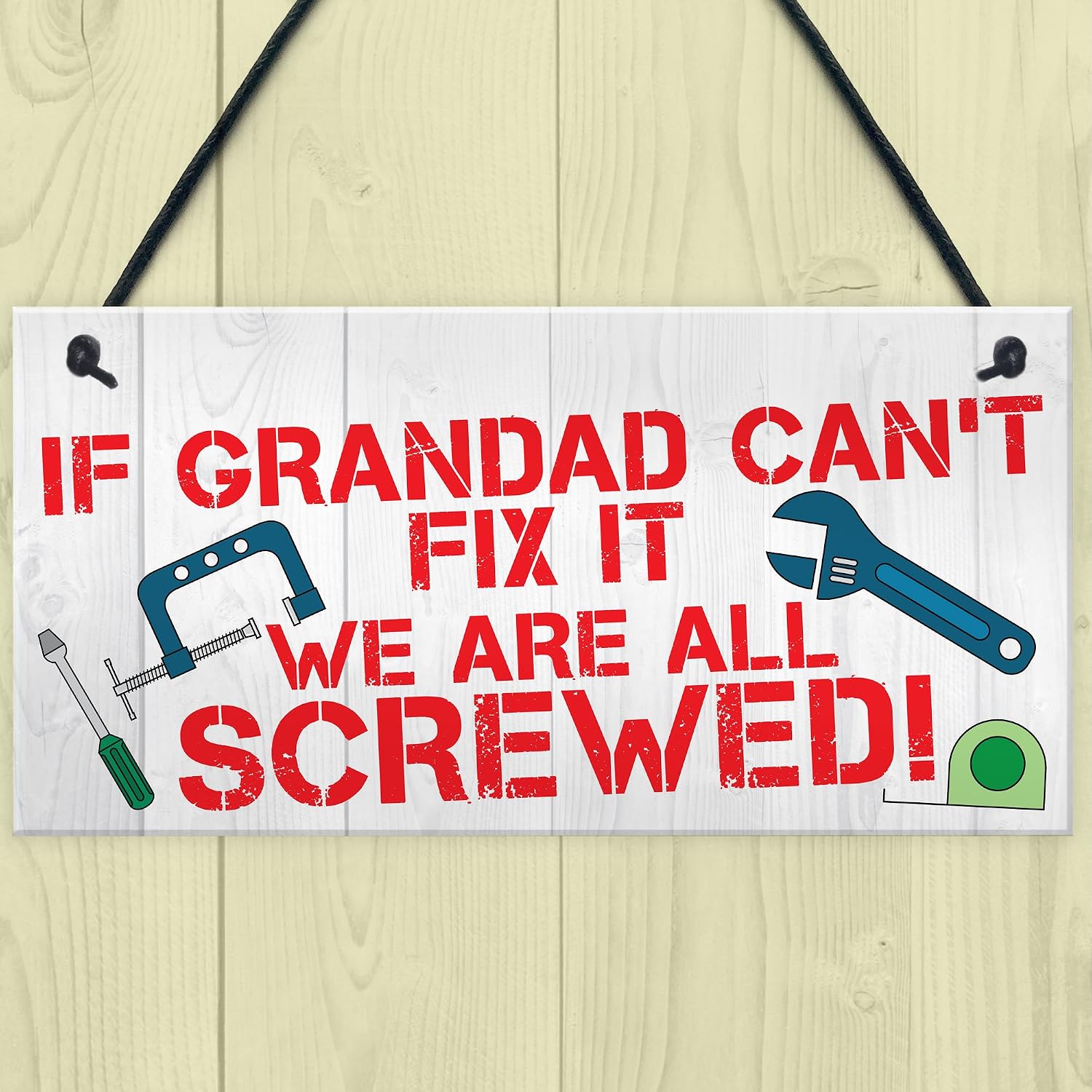 Red Ocean Grandad Fix It Screwed Man Cave Garage Shed Hanging Plaque Dad Gift Sign Funny, Multicolor - Image 3