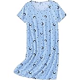 Ekouaer Nightgowns for Women Cotton Sleepshirts Short Sleeve Nightshirt Tshirt Night Gown Casual Sleepdress Comfy Nightdress