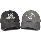 Enodtter Embroidered Captain &amp; First Mate Baseball Caps Set for Men Women | Couple Family Matching Dad Hats, Vintage Adjustable, Beach Nautical Sailing Skipper Sailor Gifts, Engagement Honeymoon Party