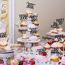 Gyufise 30Pcs Vintage 2006 Cupcake Toppers Glitter