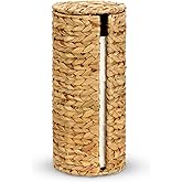 Graciadeco Stand Paper Storage with Lid Spare Extra 3 Rolls of Toilet Tissue Holder Free Standing Water Hyacinth Wciker Toilet Paper Organizer Basket for Bathroom