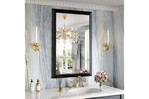 Amorho Black Bathroom Mirror, 24x36 Inch Thick Metal Framed Wall Mirrors for Over Sink, Bedroom, Living Room, Entryway, Rectangle Wall-Mounted Mirrors(Horizontal/Vertical).