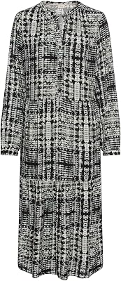 Damen Langarm Kleid aus Reiner Viskose Kaviar AOP, Womenswear-S
