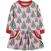 Hongshilian Girls Cartoon Dress Applique Party Dresses Casual Jersey Cotton Long-Sleeved
