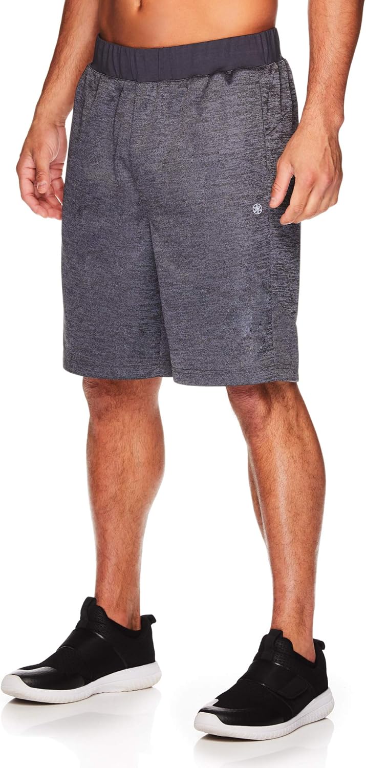 Gaiam Men's Yoga Shorts - Performance Heather Gym & Workout Short w/Pockets: Clothing