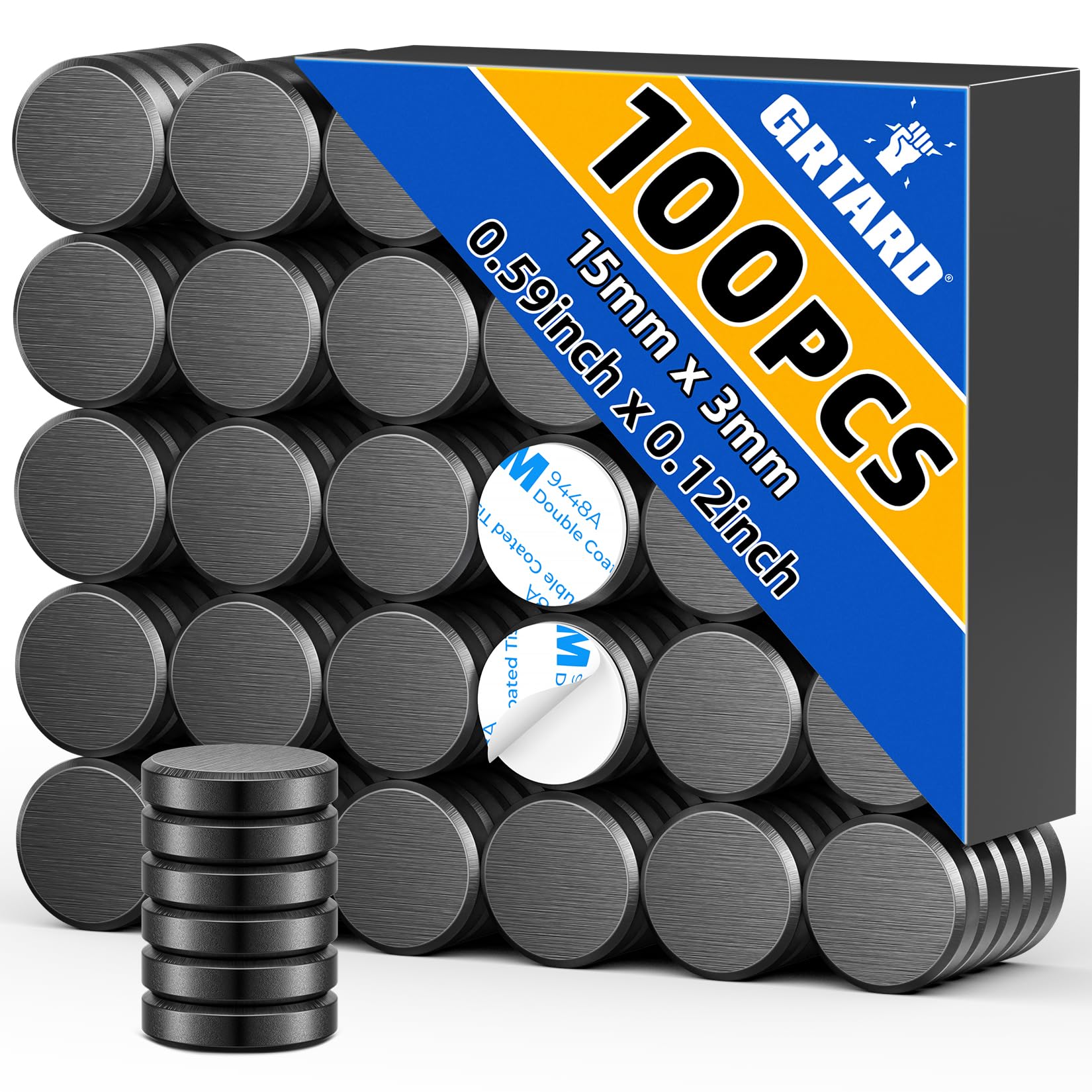 Photo 1 of Grtard 100Pcs Small Magnets for Crafts with Adhesive Backing, 15x3mm Ceramic Magnets Strong Craft, Strong Round Circle Magnet Perfect for Button DIY, Craft Hobbies, Science Projects