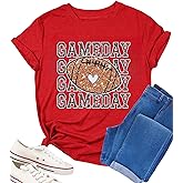 Football Shirts for Women Game Day Shirt Football Season Tshirt Sunday Graphic Tee Gifts Party Short Sleeve Tops