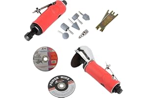 MY BESTIE ATE Pro.USA 1/4" Air Die Grinder, 3" Air Cut Off Tool, Cut-Off Wheel 3" X 1/16" X 3/8", 3" X 1/32" X 3/8", Pneumatic, Air-Powered Die Grinder, Grinding, Cutting, Polishing, Welding Repair, Deburring