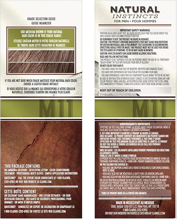Clairol Natural Instincts Hair Color For Men M11 Medium Brown 1