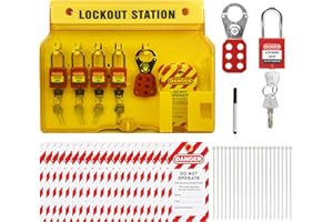 HILKCO Lockout Tagout Station Loto Devices Wall Mount Lock Out Tag Out Kit Board with 5 Safety Padlocks,2 Hasps,20 Lockout Tags,20 Nylon Ties,1 Writable Mark Pen,OSHA Compliance