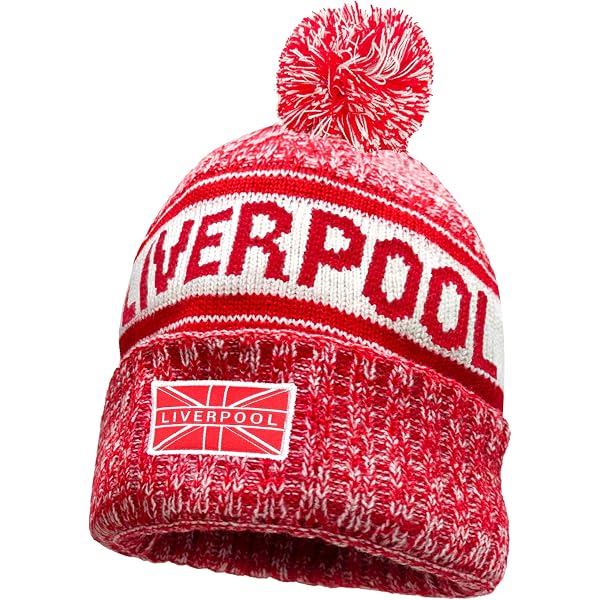 Partisan Liverpool Bobble Hat rosso, bianco e grigio – polsino a costine regalo souvenir, Grigio, Etichettalia unica