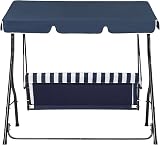 Beliani 3 Seater Outdoor Garden Swing with Canopy - Blue & White Cushions view 6