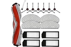 LIWOOWE 16 PCS Vacuum Accessories for Yeedi C12 Pro Plus/C12 Plus/C12 for ECOVACS DEEBOT N20 Plus/N20 PRO Plus Cleaner Robot, 1 Main Brush, 6 Side Brushes, 4 Mop Cloth Pads, 4 Hepa Filters, 1 Cleaning Brush