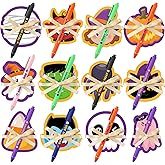 Pasimy 24 Set Halloween Sticky Notes and Pens Small Gift Set Happy Halloween Ballpoint Pen Bulk Pumpkin Ghost Cat Spider Note Pads for Adults Coworkers Students Office School Supplies