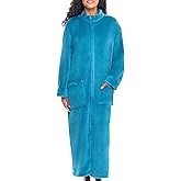 Alexander Del Rossa Long Zip Up Robes, Plush Zipper Robes for Plus Size, Housecoats Zipper Front