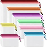 Smarpau 24pcs Mesh Zipper Pouch, 8 Sizes 8 Colors Plastic Zipper Bags for Organizing, Multipurpose Waterproof Zipper Document Pouches for Office, Travel, Home Board Game Storage