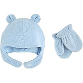 Luvable Friends Baby-Girls Beary Cozy Hat and Mitten Set