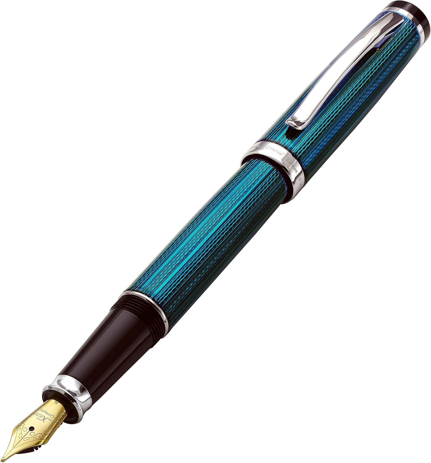 Xezo Incognito Fountain Pen, Medium Nib. Deep Blue Layered Lacquer with Pure Platinum Plating. Handcrafted, Limited Edition, Serialized - Image 3