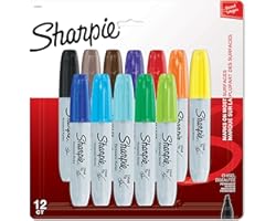 Sharpie Permanent Markers, Chisel Tip, Assorted Colors, 12 Count