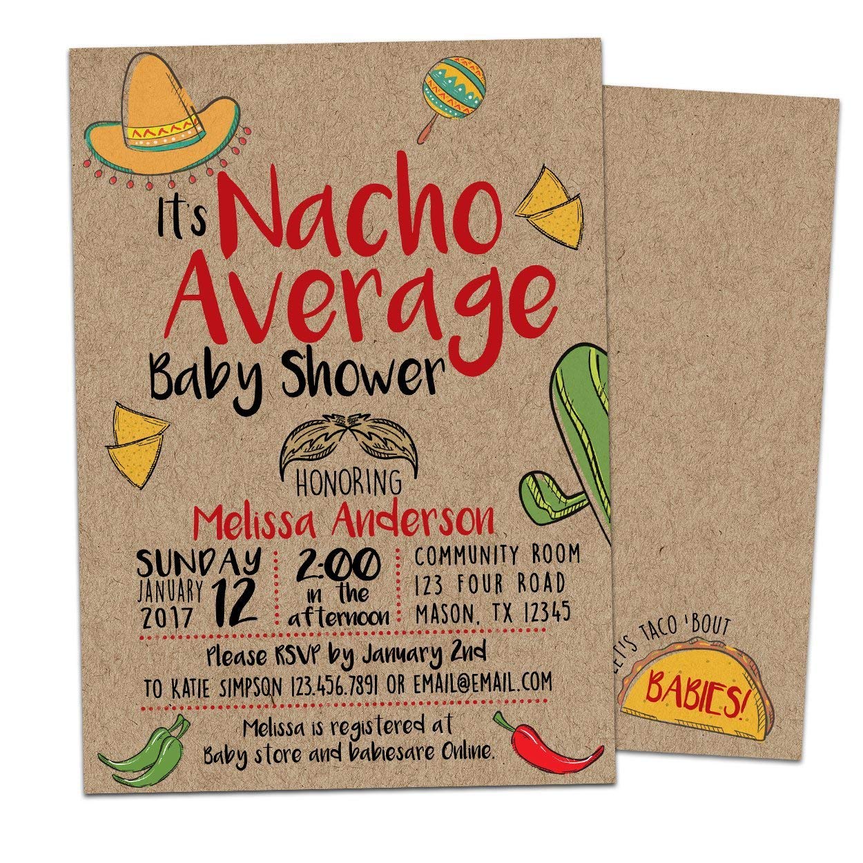 Amazon Com Nacho Average Baby Shower Invitations Kraft Mustache Boy