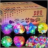200 PCS Glow Rings Bulk Party Supplies(6 color), Light Up Rings for Kids & Adults, Glow in The Dark Party Favors, Halloween, Rave, LED Jelly Ring for Goodie Bags Stuffers, Glow Jewelry for Boys Girls