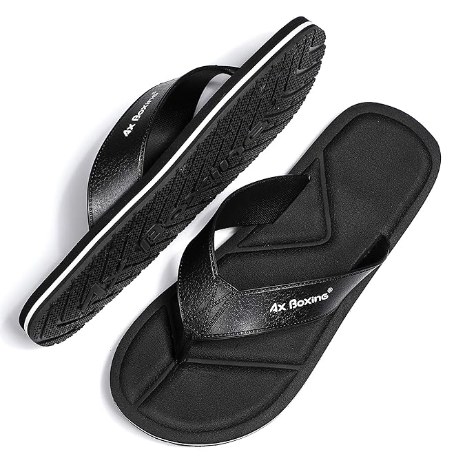AX BOXING Herren Flip Flops Pantoletten Sommer Zehentrenner Badeurlaub Strand Sandalen Indoor Outdoor Slipper Gr.41-46