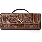 Joryin Evening Bag for Women Evening Clutch Crocodile Purse Crossbody Bag Shoulder Bag Top Handle Handbag Formal Evening Purse, Syrup Brown