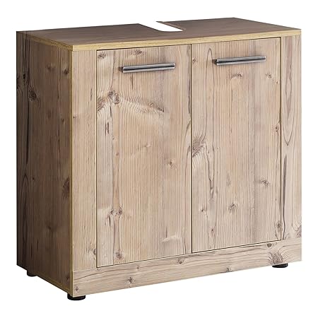 trendteam Tirol Bad, Waschbeckenunterschrank, Holzdekor, Weiß, 37 x 68 x 65 cm
