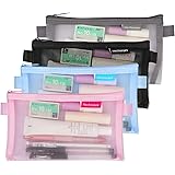 Skycase Multifunctional Mesh Pen Bag, 4PCS Zipper Mesh Bags, Clear Pencil Case Organizer Stationery Storage Bag for Office Su
