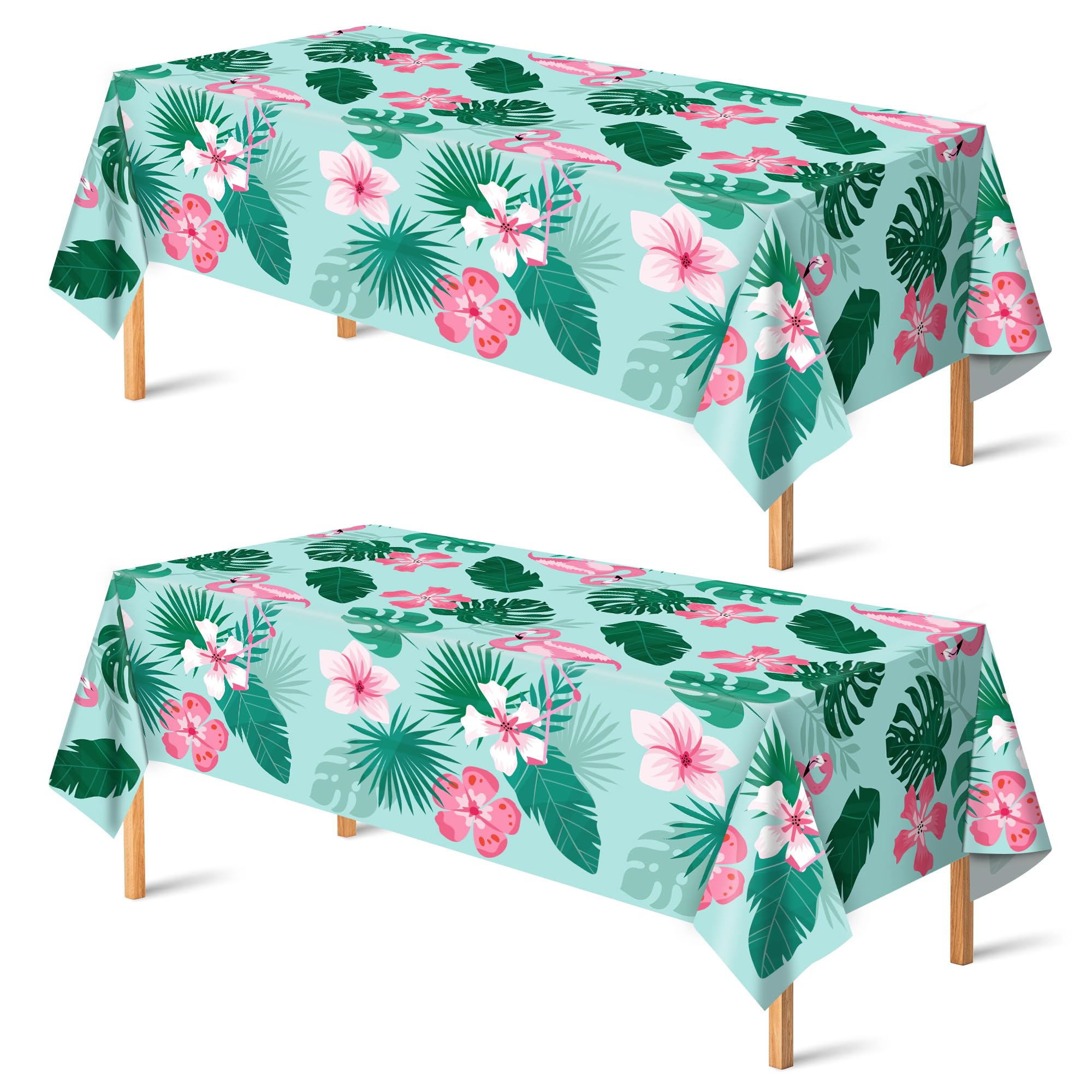 OHOME Luau Party Decorations - Plastic Tablecloth for Tropical Party Decorations | Hawaiian Themed Palm Leaves Summer Beach Favors Supplies,2 Pack